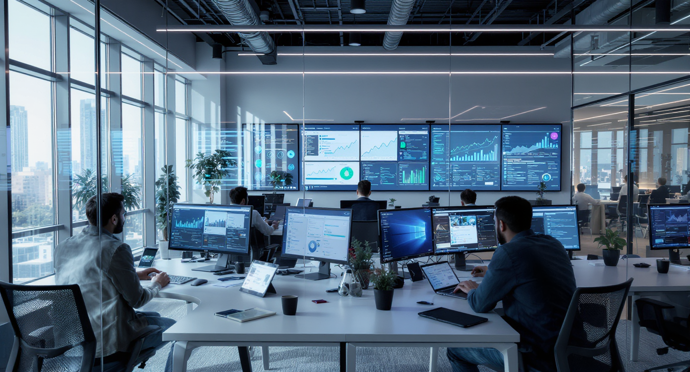 Stratégies de marketing numérique avec graphiques et tendances technologiques