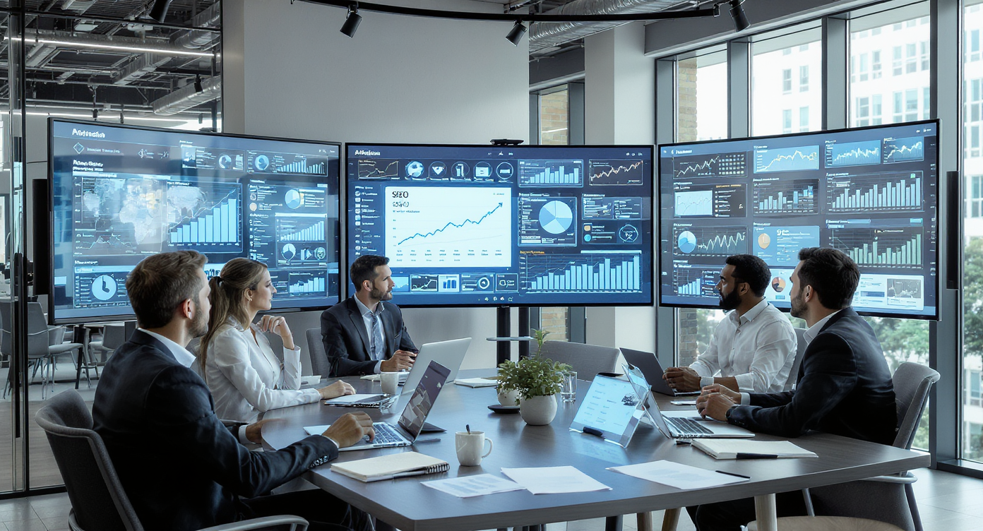 Équipe analysant des critères techniques pour optimiser le SEO d'un site